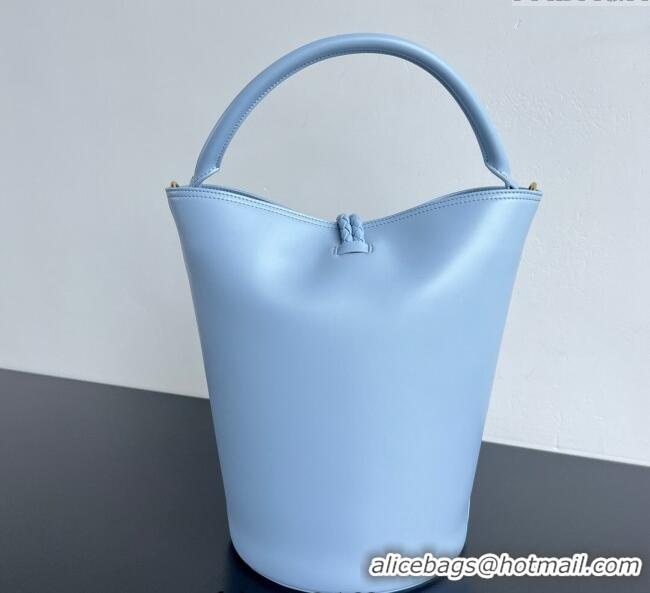 Top Grade Bottega Veneta Liberta Bucket Bag in Smooth Leather 806038 Lunar Blue 2025