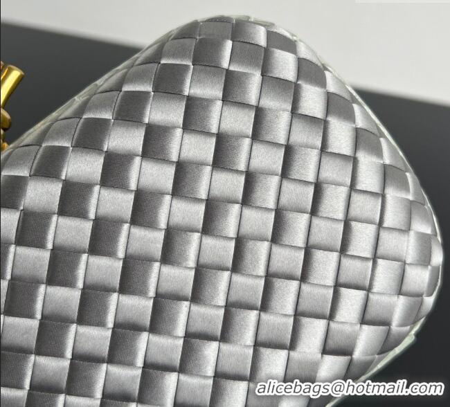 Buy New Cheap Bottega Veneta Classic Knot Clutch in Intreccio Satin BV062501 Silver 2025