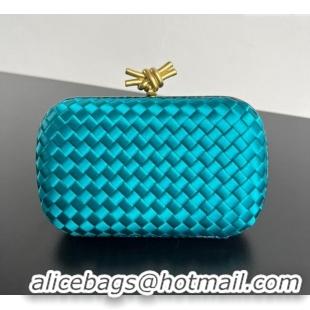 Market Sells Bottega Veneta Classic Knot Clutch in Intreccio Satin BV062501 Blue 2025