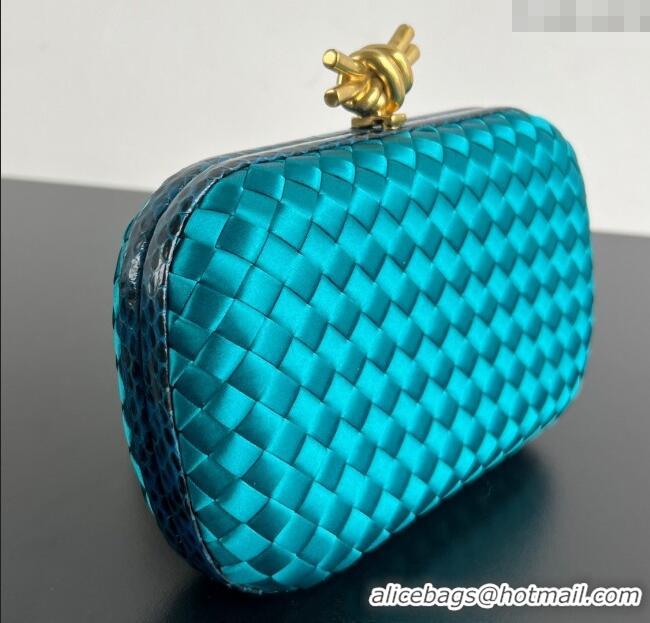 Market Sells Bottega Veneta Classic Knot Clutch in Intreccio Satin BV062501 Blue 2025