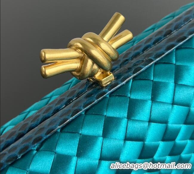 Market Sells Bottega Veneta Classic Knot Clutch in Intreccio Satin BV062501 Blue 2025