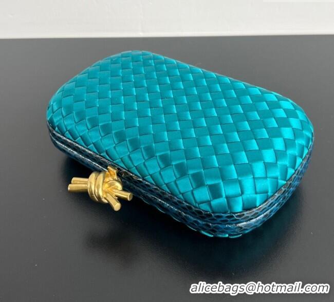 Market Sells Bottega Veneta Classic Knot Clutch in Intreccio Satin BV062501 Blue 2025