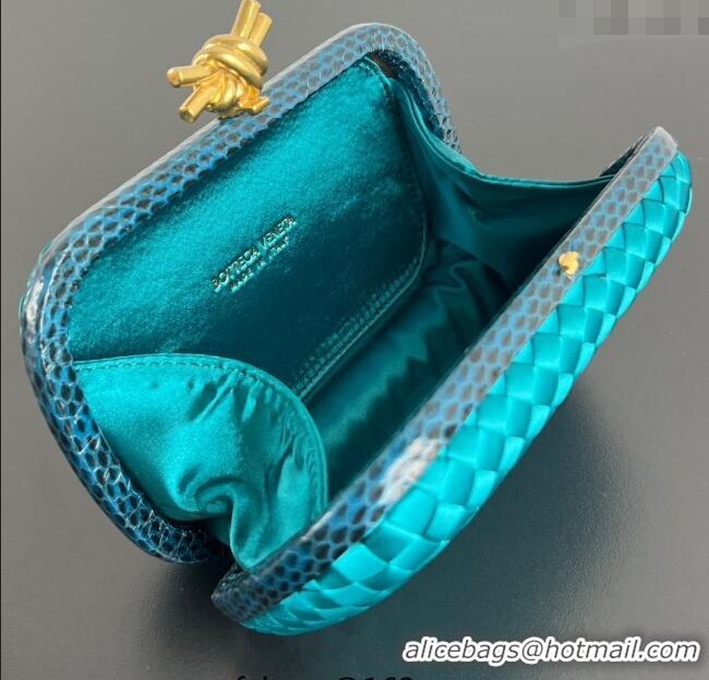 Market Sells Bottega Veneta Classic Knot Clutch in Intreccio Satin BV062501 Blue 2025