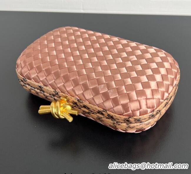 Best Price Bottega Veneta Classic Knot Clutch in Intreccio Satin Pink BV062501 2025
