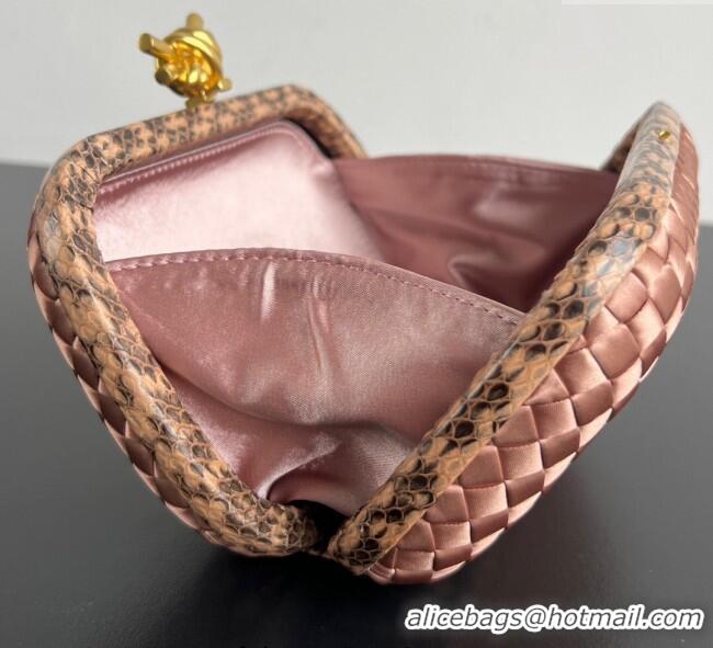 Best Price Bottega Veneta Classic Knot Clutch in Intreccio Satin Pink BV062501 2025