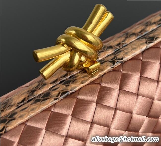 Best Price Bottega Veneta Classic Knot Clutch in Intreccio Satin Pink BV062501 2025