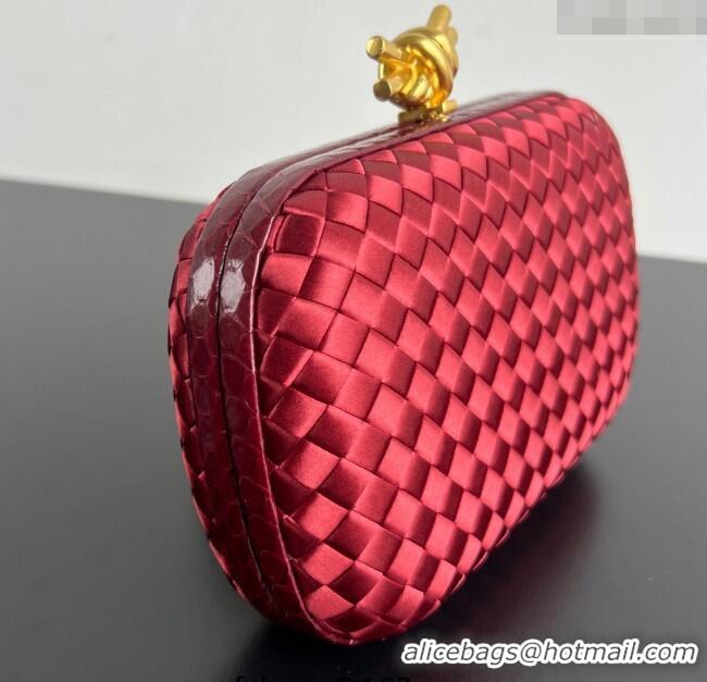 Buy Classic Bottega Veneta Classic Knot Clutch in Intreccio Satin BV062501 Red 2025
