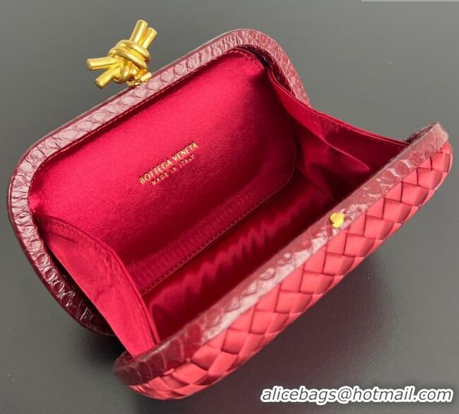 Buy Classic Bottega Veneta Classic Knot Clutch in Intreccio Satin BV062501 Red 2025