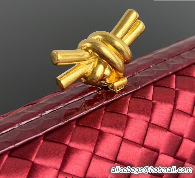 Buy Classic Bottega Veneta Classic Knot Clutch in Intreccio Satin BV062501 Red 2025
