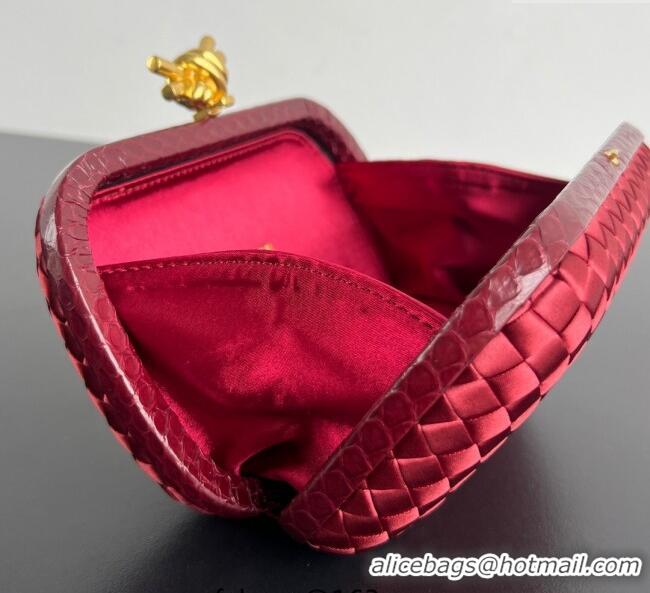 Buy Classic Bottega Veneta Classic Knot Clutch in Intreccio Satin BV062501 Red 2025