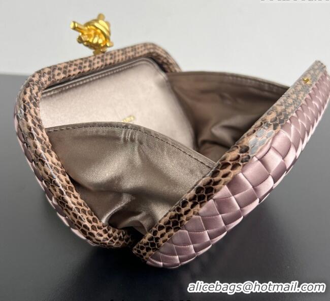 Spot Bulk Bottega Veneta Classic Knot Clutch in Intreccio Satin BV062501 Pink 2025