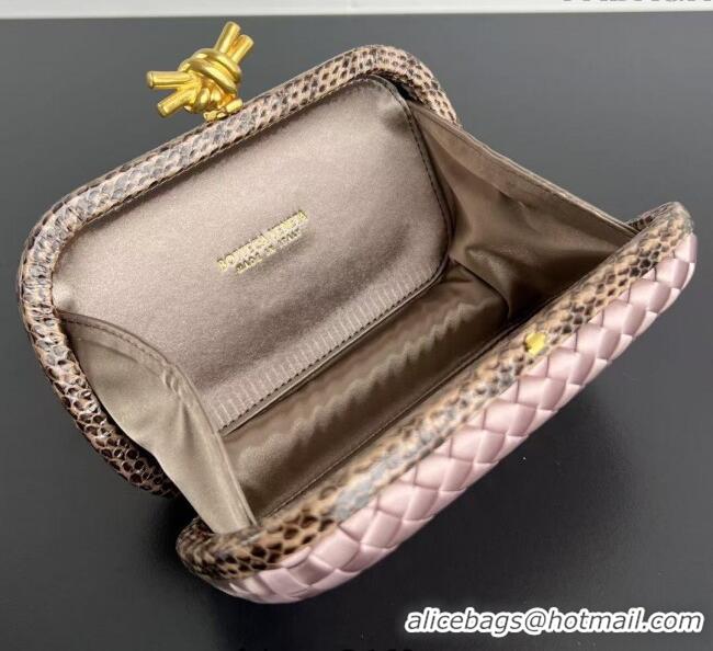 Spot Bulk Bottega Veneta Classic Knot Clutch in Intreccio Satin BV062501 Pink 2025