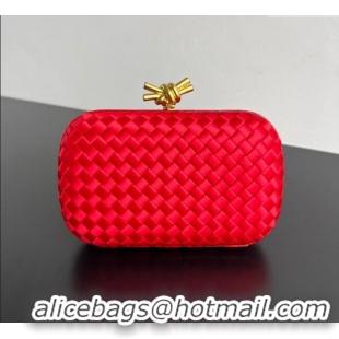 Grade Discount Bottega Veneta Classic Knot Clutch in Intreccio BV062501 Satin Red 2025