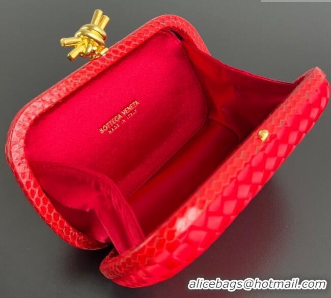 Grade Discount Bottega Veneta Classic Knot Clutch in Intreccio BV062501 Satin Red 2025