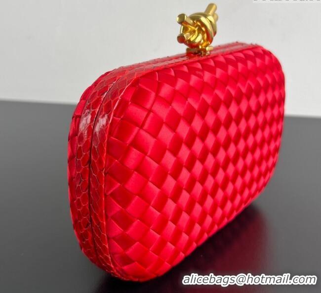 Grade Discount Bottega Veneta Classic Knot Clutch in Intreccio BV062501 Satin Red 2025