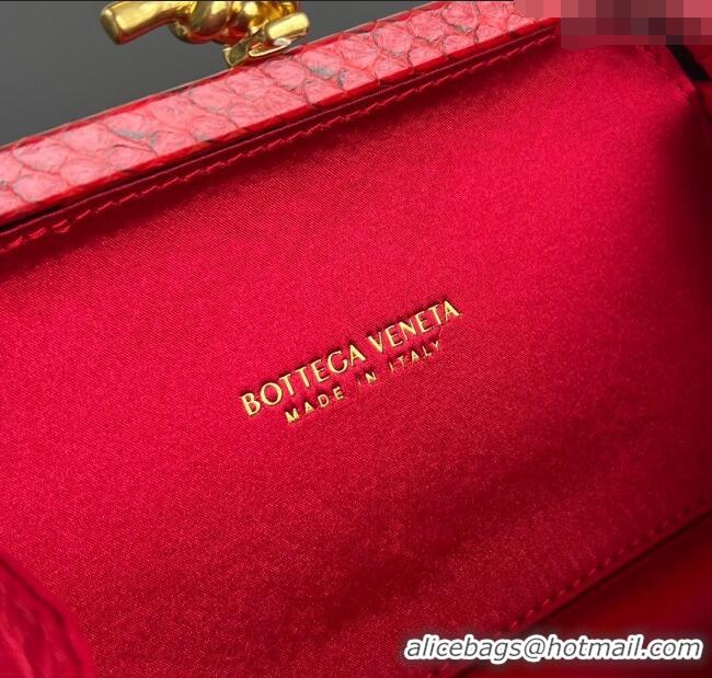 Grade Discount Bottega Veneta Classic Knot Clutch in Intreccio BV062501 Satin Red 2025