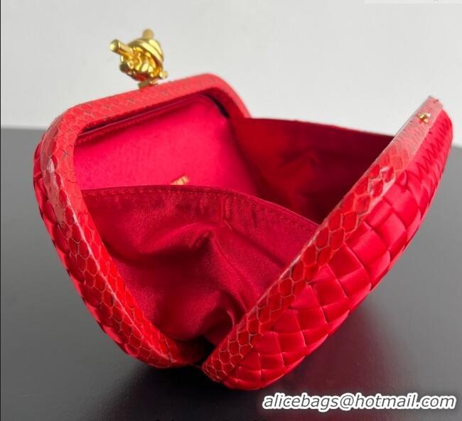 Grade Discount Bottega Veneta Classic Knot Clutch in Intreccio BV062501 Satin Red 2025