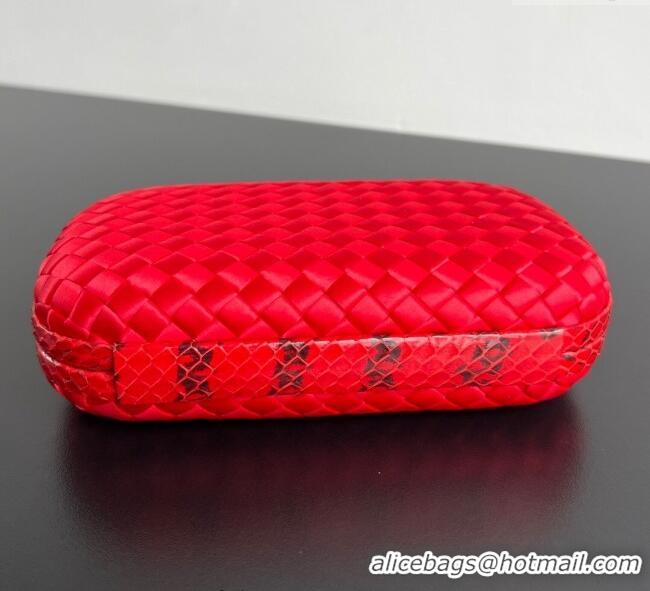 Grade Discount Bottega Veneta Classic Knot Clutch in Intreccio BV062501 Satin Red 2025