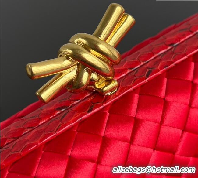 Grade Discount Bottega Veneta Classic Knot Clutch in Intreccio BV062501 Satin Red 2025
