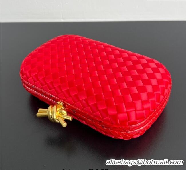 Grade Discount Bottega Veneta Classic Knot Clutch in Intreccio BV062501 Satin Red 2025