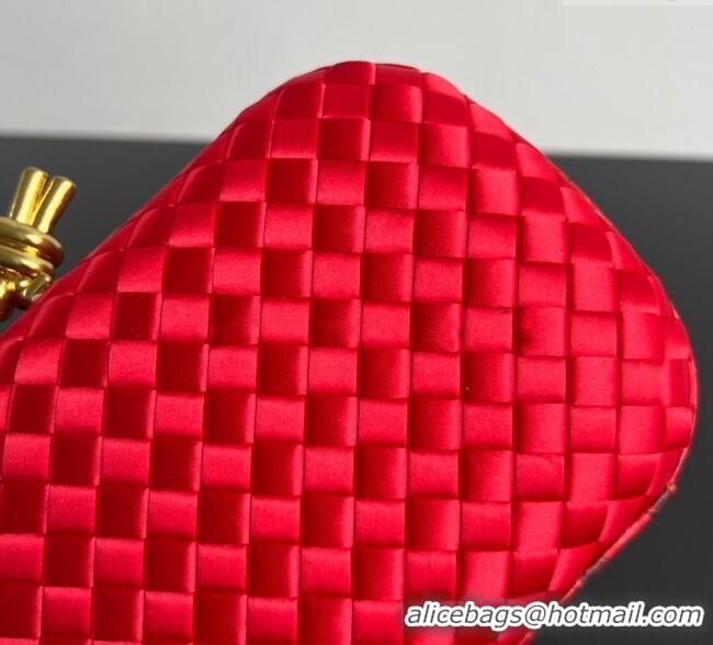 Grade Discount Bottega Veneta Classic Knot Clutch in Intreccio BV062501 Satin Red 2025