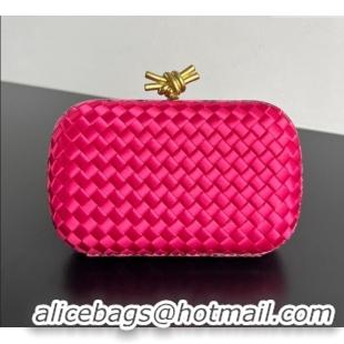 Original Cheap Bottega Veneta Classic Knot Clutch in Intreccio Satin BV062501 Dark Pink 2025