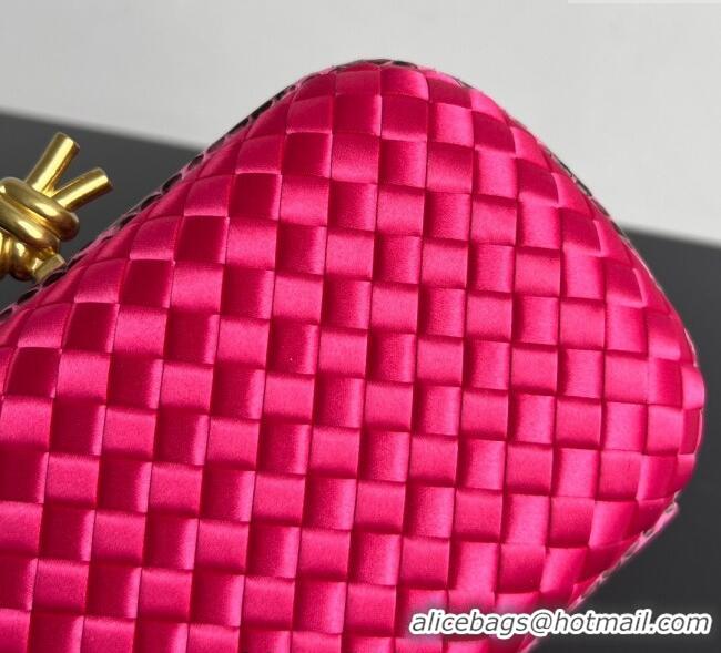 Original Cheap Bottega Veneta Classic Knot Clutch in Intreccio Satin BV062501 Dark Pink 2025