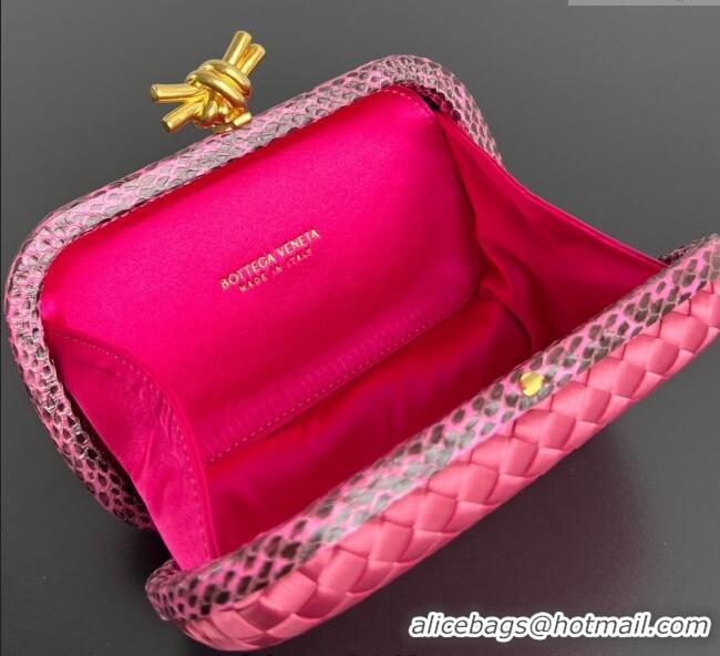 Good Taste Bottega Veneta Classic Knot Clutch in Intreccio Satin BV062501 Pink 2025