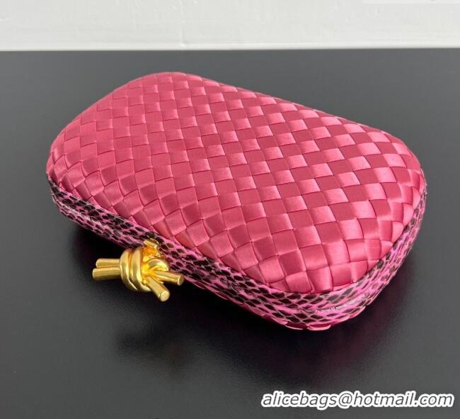 Good Taste Bottega Veneta Classic Knot Clutch in Intreccio Satin BV062501 Pink 2025