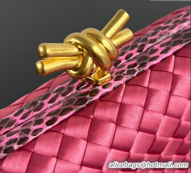 Good Taste Bottega Veneta Classic Knot Clutch in Intreccio Satin BV062501 Pink 2025
