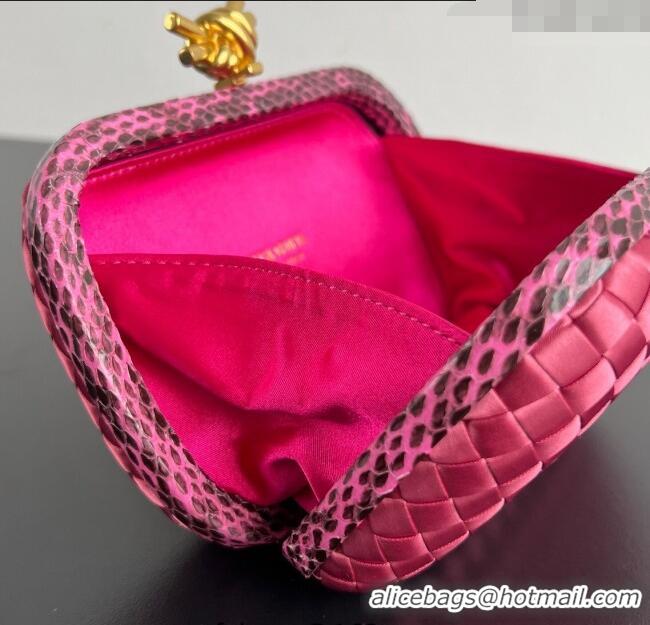 Good Taste Bottega Veneta Classic Knot Clutch in Intreccio Satin BV062501 Pink 2025