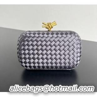 Well Crafted Bottega Veneta Classic Knot Clutch in Intreccio Satin BV062501 Dark Grey 2025