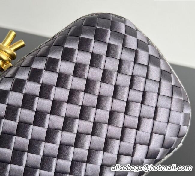Well Crafted Bottega Veneta Classic Knot Clutch in Intreccio Satin BV062501 Dark Grey 2025