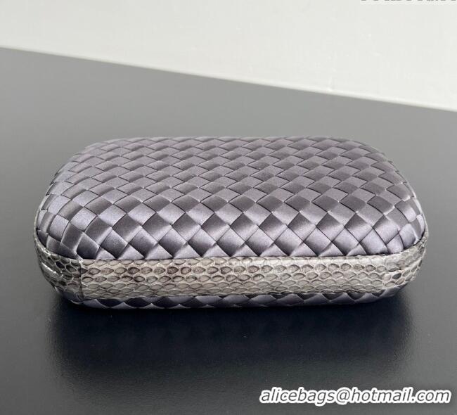 Well Crafted Bottega Veneta Classic Knot Clutch in Intreccio Satin BV062501 Dark Grey 2025