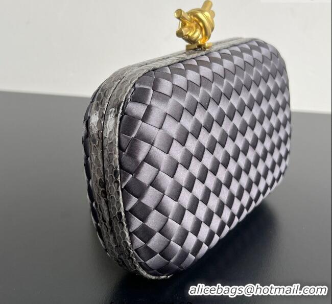 Well Crafted Bottega Veneta Classic Knot Clutch in Intreccio Satin BV062501 Dark Grey 2025