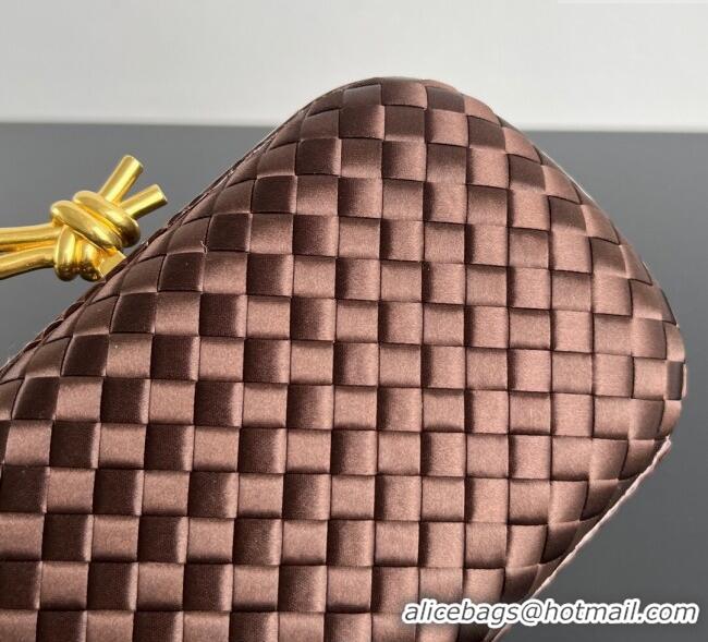 Best Product Bottega Veneta Classic Knot Clutch in Intreccio Satin BV062501 Brown 2025