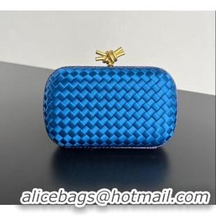 Good Taste Bottega Veneta Classic Knot Clutch in Intreccio Satin BV062501 Blue 2025