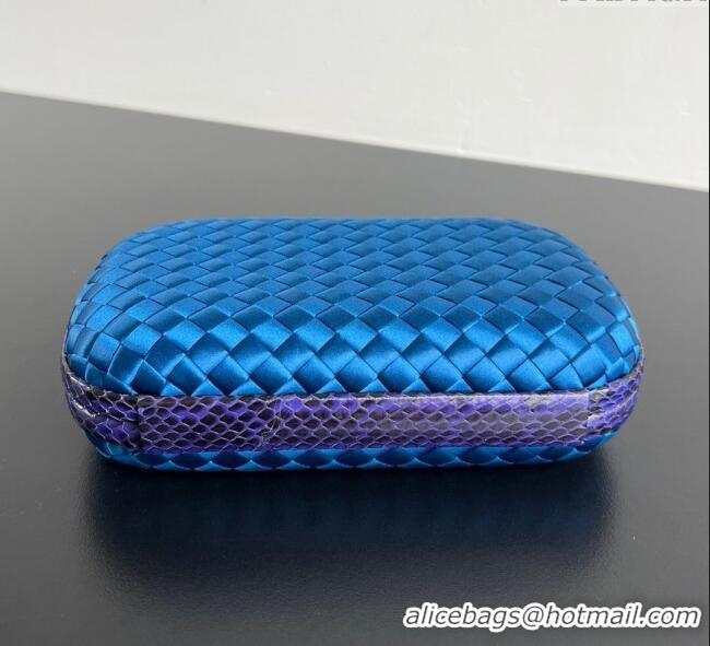 Good Taste Bottega Veneta Classic Knot Clutch in Intreccio Satin BV062501 Blue 2025