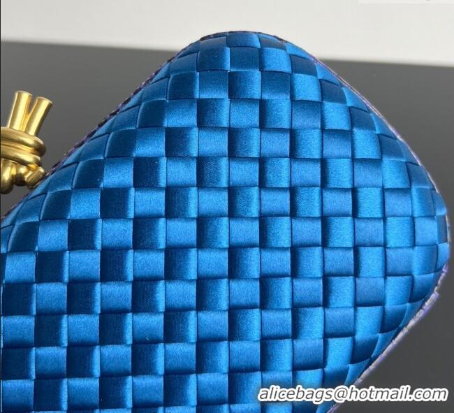 Good Taste Bottega Veneta Classic Knot Clutch in Intreccio Satin BV062501 Blue 2025