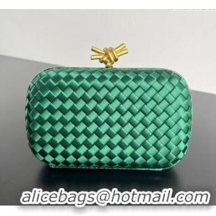 Inexpensive Bottega Veneta Classic Knot Clutch in Intreccio Satin BV062501 Green 2025