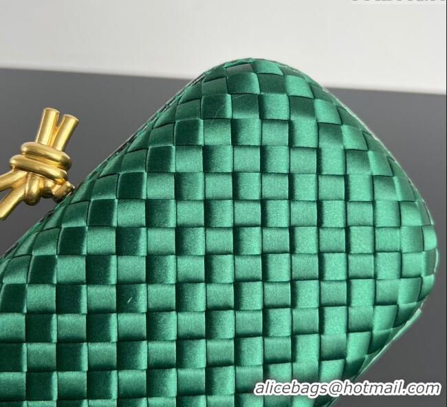 Inexpensive Bottega Veneta Classic Knot Clutch in Intreccio Satin BV062501 Green 2025