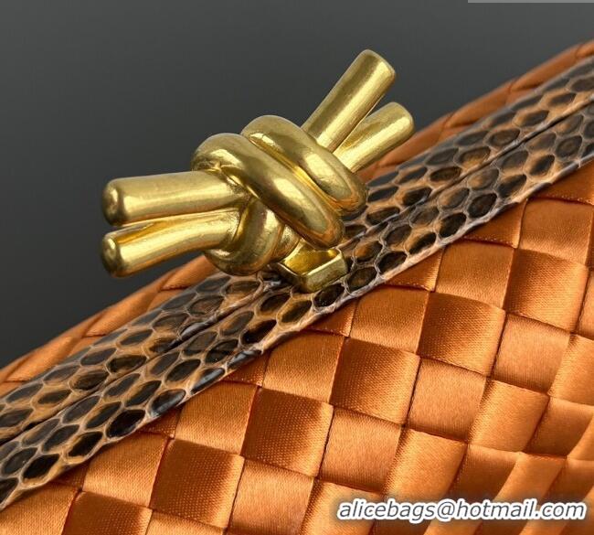 Grade Quality Bottega Veneta Classic Knot Clutch in Intreccio Satin BV062501 Yellow 2025