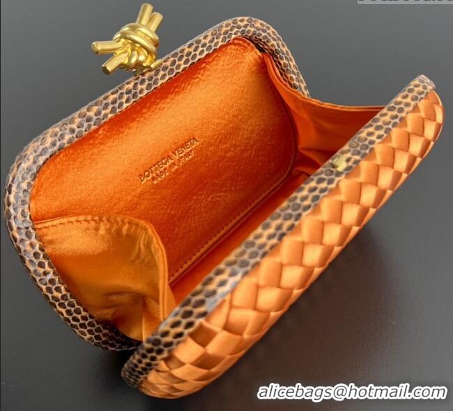 Grade Quality Bottega Veneta Classic Knot Clutch in Intreccio Satin BV062501 Yellow 2025