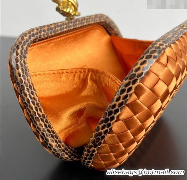 Grade Quality Bottega Veneta Classic Knot Clutch in Intreccio Satin BV062501 Yellow 2025