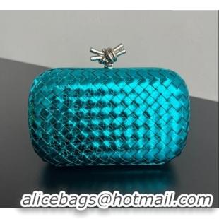 Well Crafted Bottega Veneta Classic Knot Clutch in Intreccio Snakeskin Leather BV062501 Blue 2025