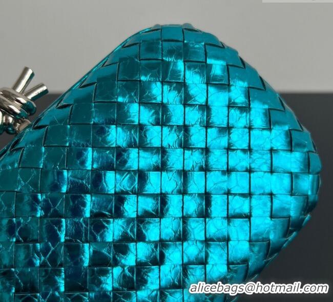 Well Crafted Bottega Veneta Classic Knot Clutch in Intreccio Snakeskin Leather BV062501 Blue 2025