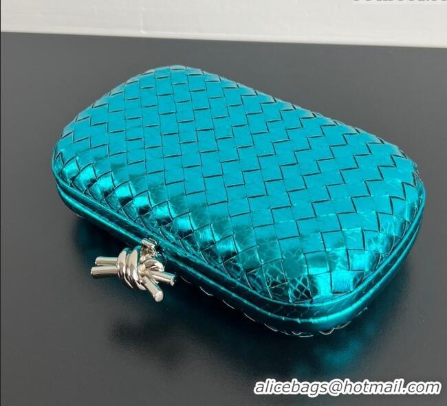 Well Crafted Bottega Veneta Classic Knot Clutch in Intreccio Snakeskin Leather BV062501 Blue 2025