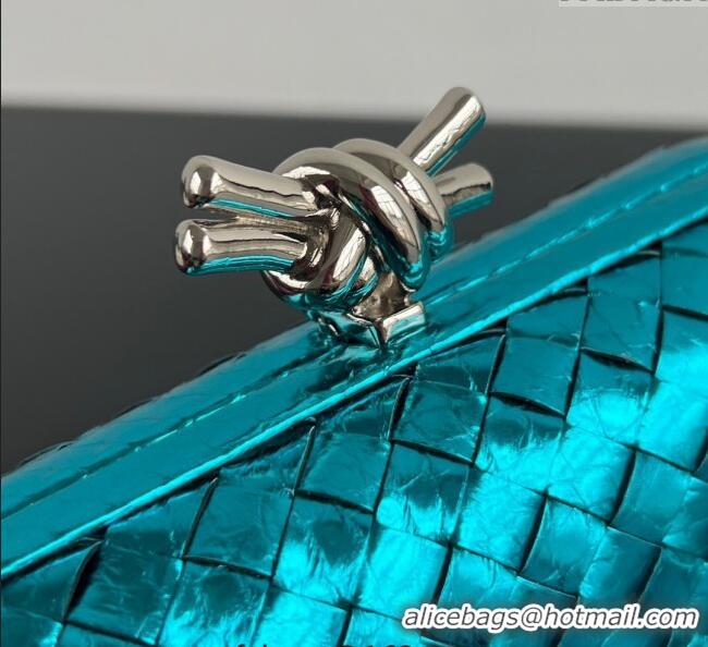 Well Crafted Bottega Veneta Classic Knot Clutch in Intreccio Snakeskin Leather BV062501 Blue 2025