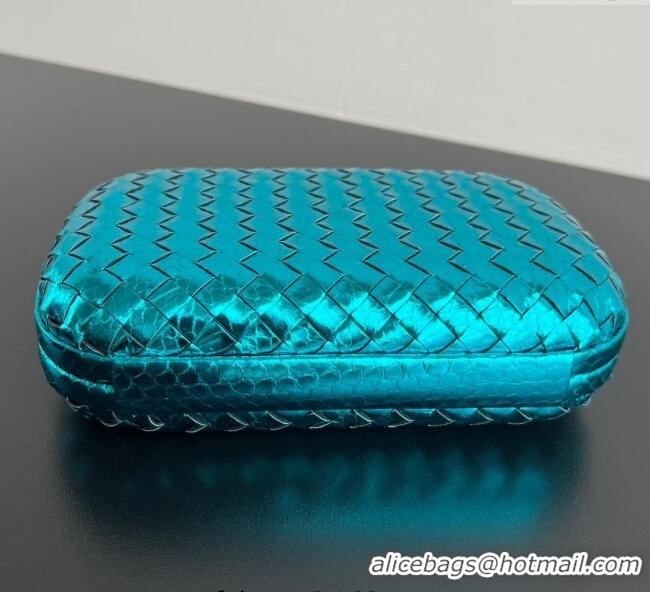 Well Crafted Bottega Veneta Classic Knot Clutch in Intreccio Snakeskin Leather BV062501 Blue 2025