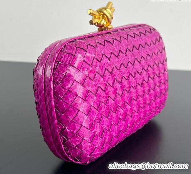 Buy Cheap Bottega Veneta Classic Knot Clutch in Intreccio Snakeskin Leather BV062501 Purple 2025